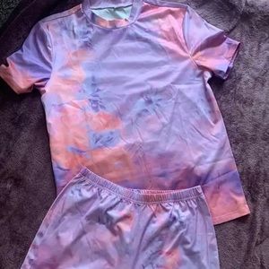 T shirt and biker shorts